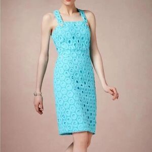 Mcginn BHLDN  serenade turquoise large eyelet dress Anthropologie size 6